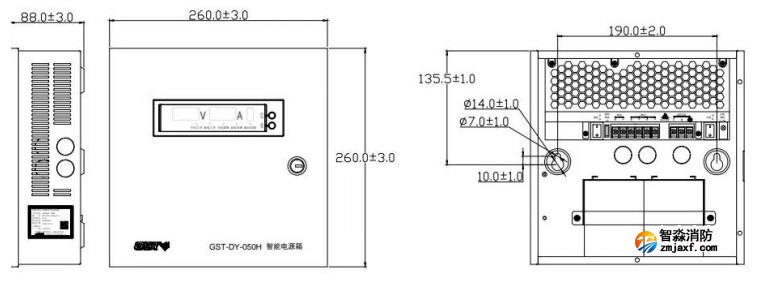 GST-DY-050H智能电源箱外观尺寸